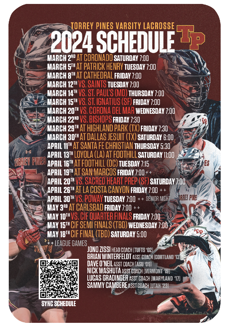 2024 Varsity Schedule TPLAX